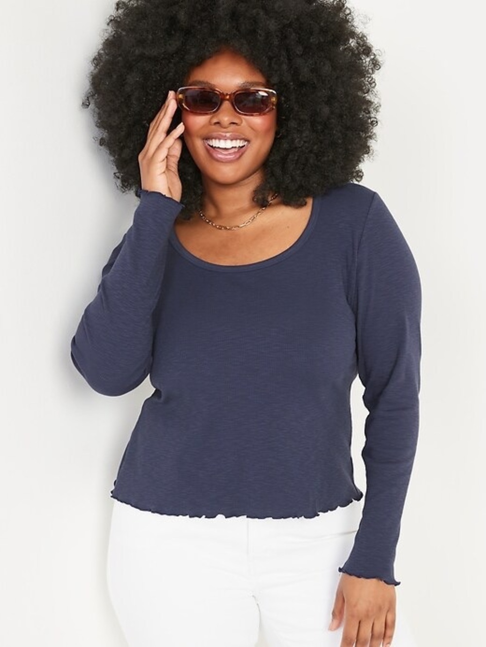 Old Navy Blue Slim Fit Rib Knit Long Sleeve Top